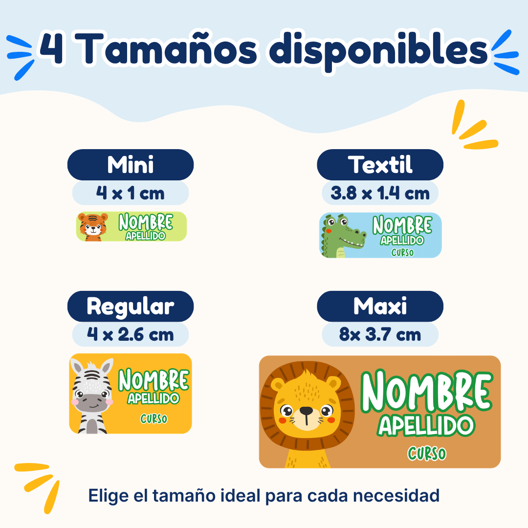 Animalitos de la Selva – Etiquetas Personalizadas con Nombre
