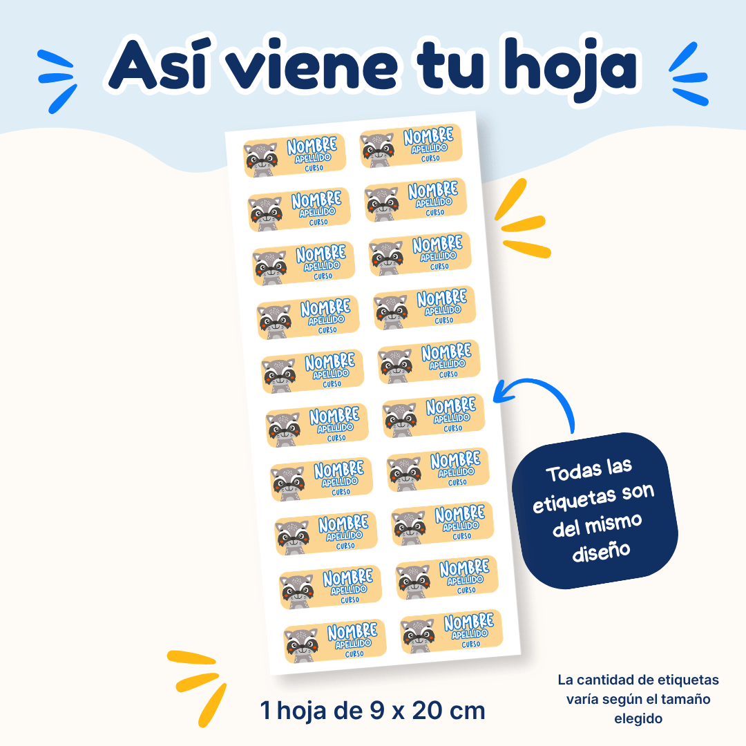 Animalitos del Bosque – Etiquetas Personalizadas con Nombre
