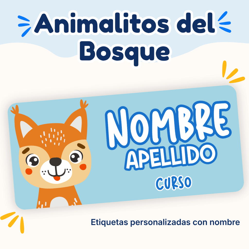 Animalitos del Bosque – Etiquetas Personalizadas con Nombre