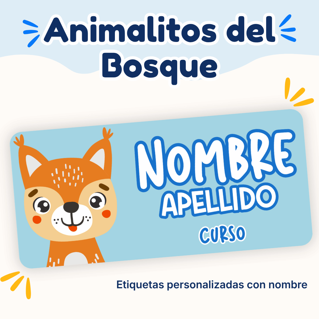Animalitos del Bosque – Etiquetas Personalizadas con Nombre