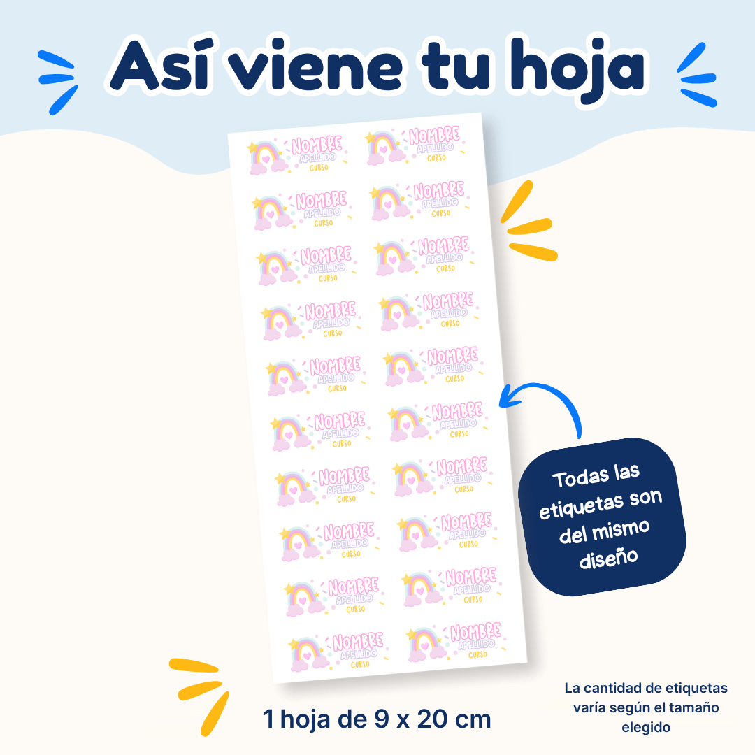 Arcoiris – Etiquetas Personalizadas con Nombre
