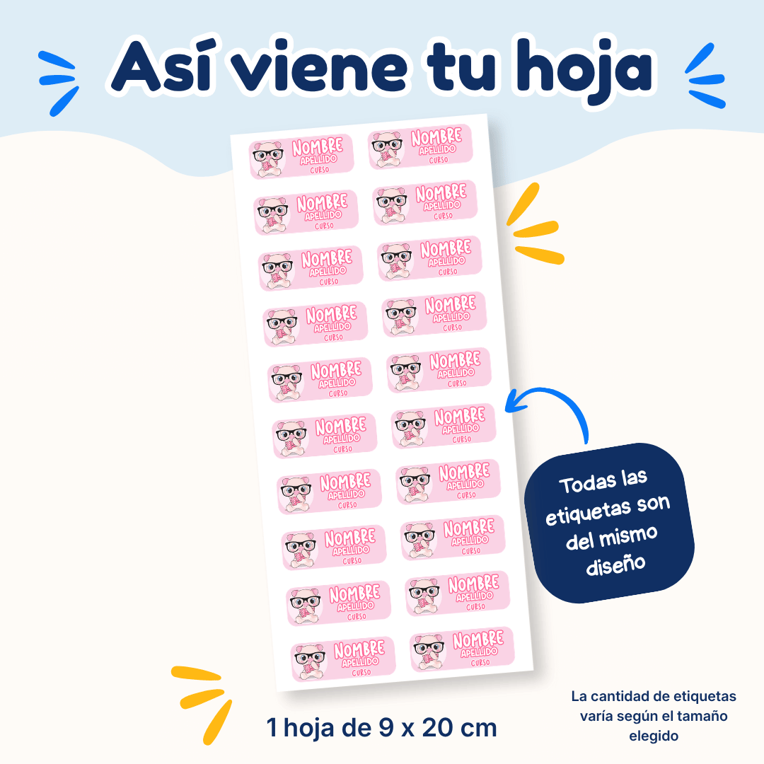 Cerdita Rosa – Etiquetas Personalizadas con Nombre