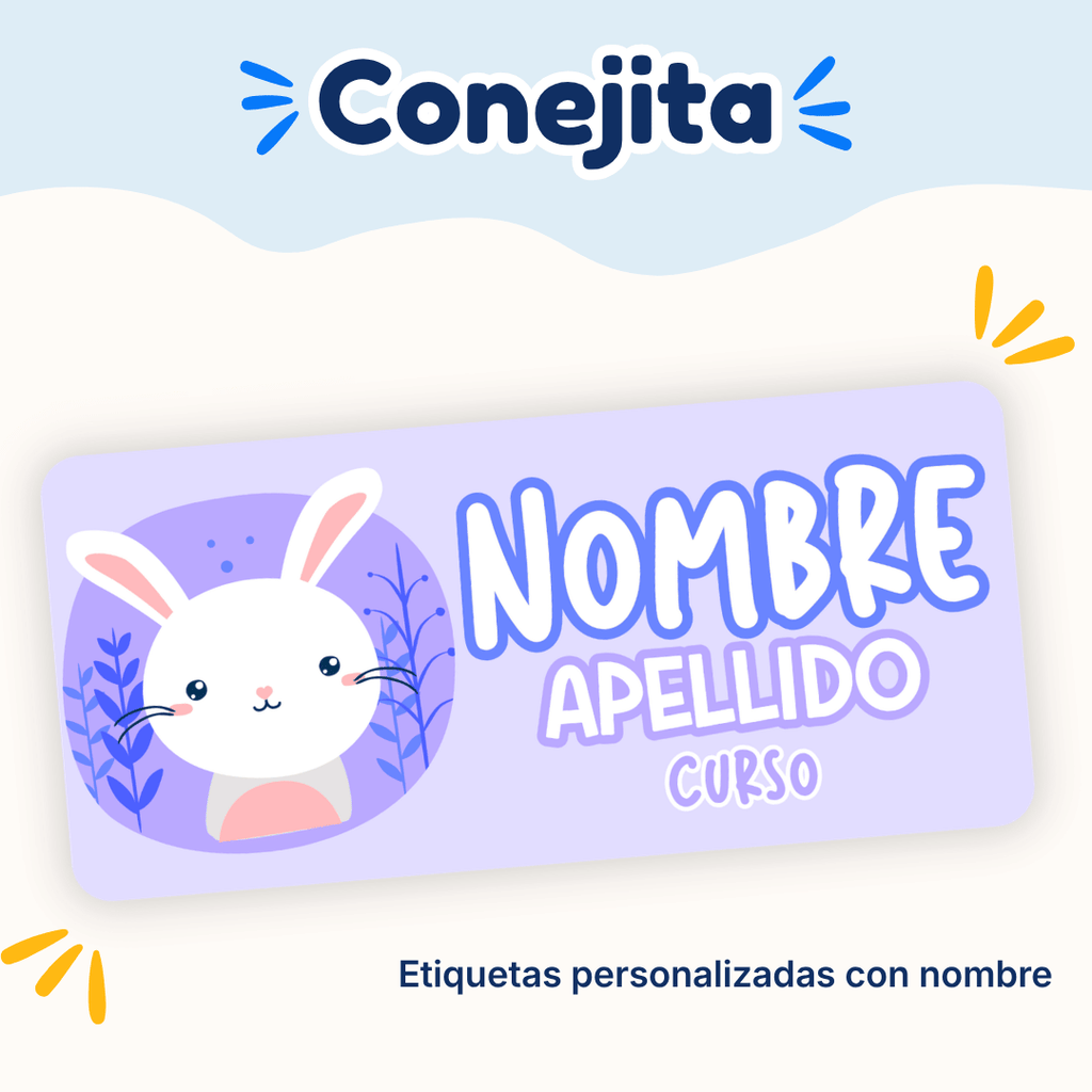 Conejita – Etiquetas Personalizadas con Nombre