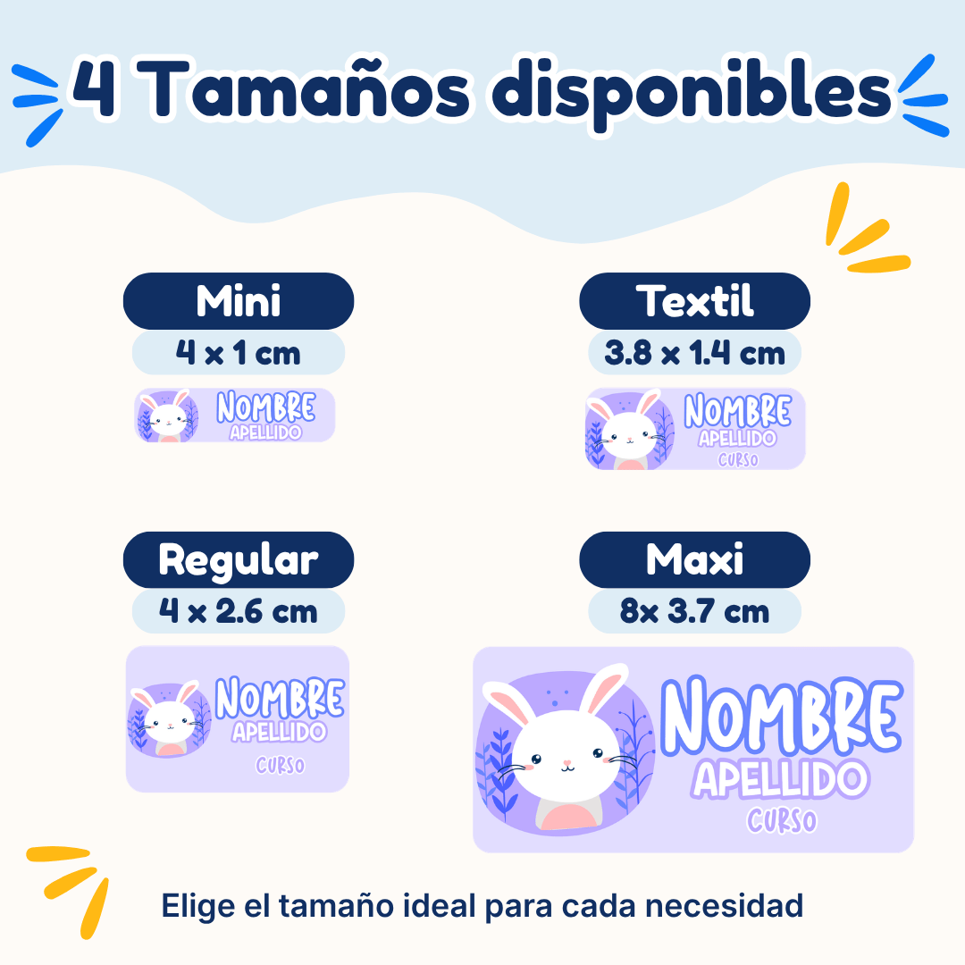 Conejita – Etiquetas Personalizadas con Nombre