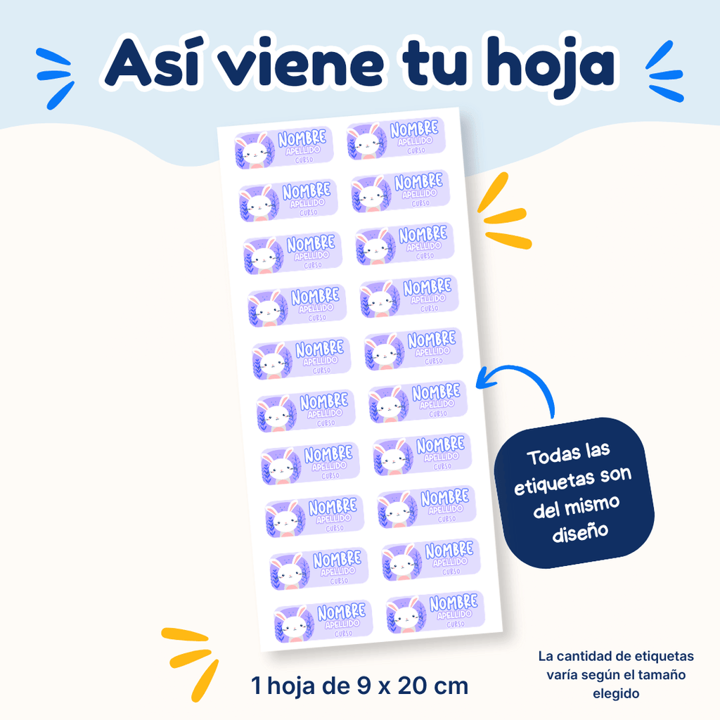 Conejita – Etiquetas Personalizadas con Nombre