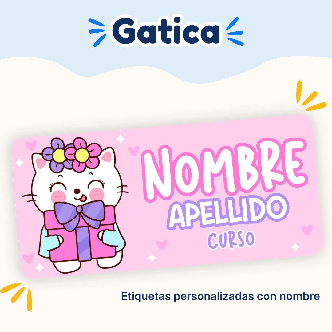 Gatica – Etiquetas Personalizadas con Nombre