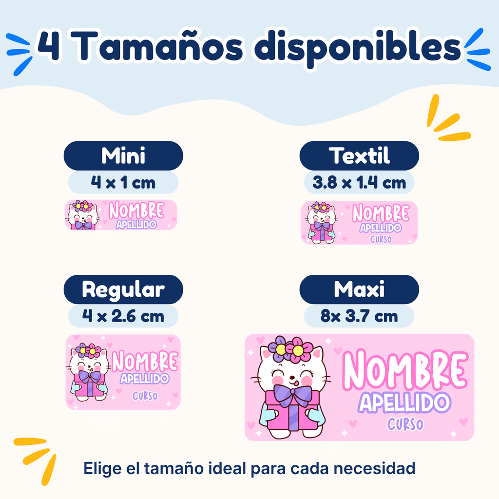 Gatica – Etiquetas Personalizadas con Nombre