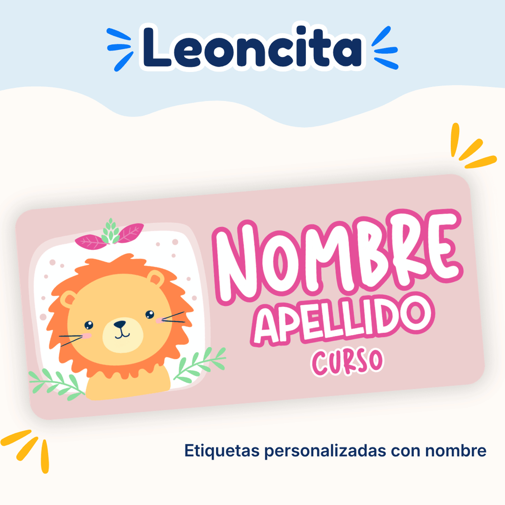 Leoncita – Etiquetas Personalizadas con Nombre