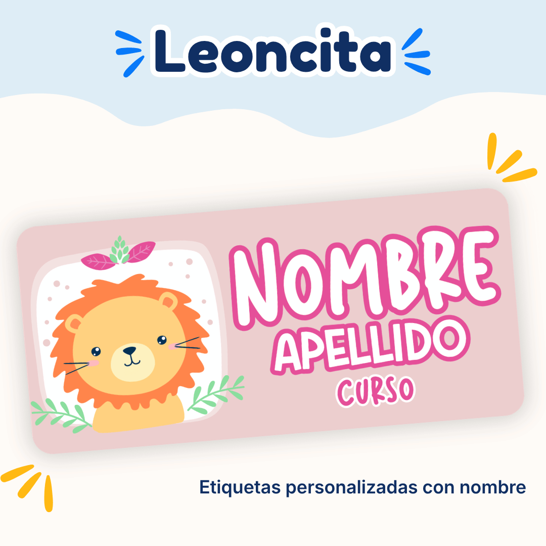Leoncita – Etiquetas Personalizadas con Nombre