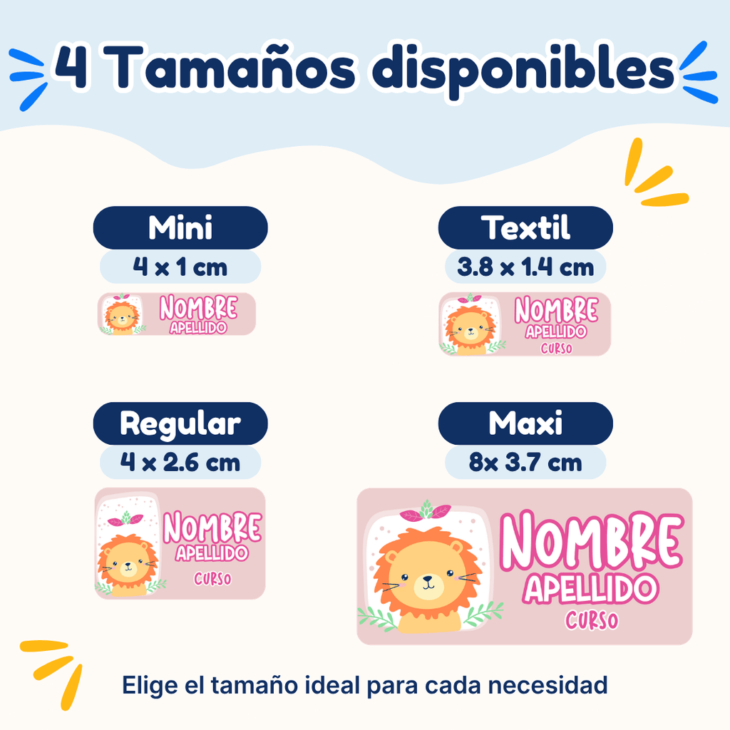 Leoncita – Etiquetas Personalizadas con Nombre