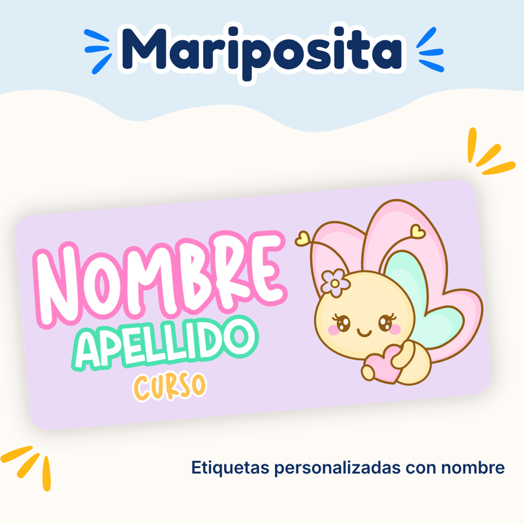 Mariposita – Etiquetas Personalizadas con Nombre
