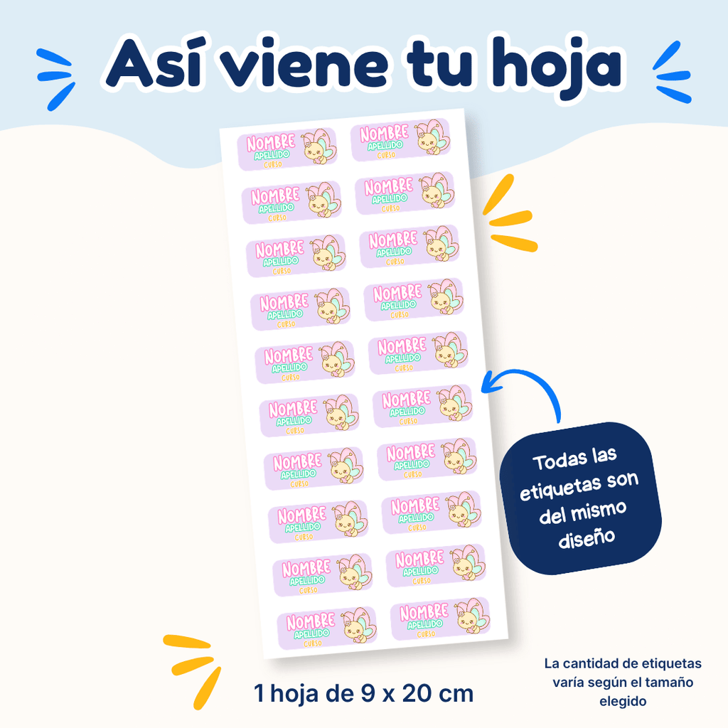 Mariposita – Etiquetas Personalizadas con Nombre