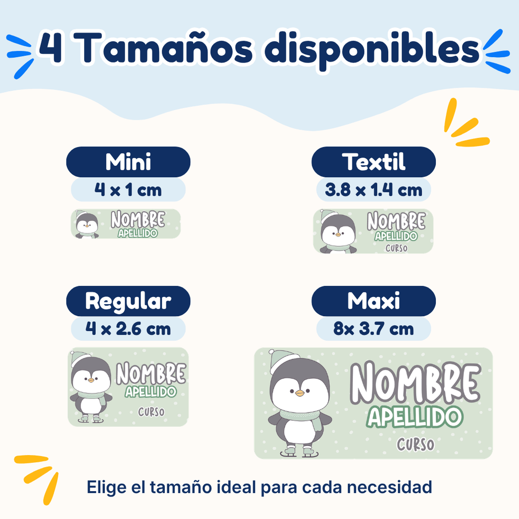 Pingüino – Etiquetas Personalizadas con Nombre