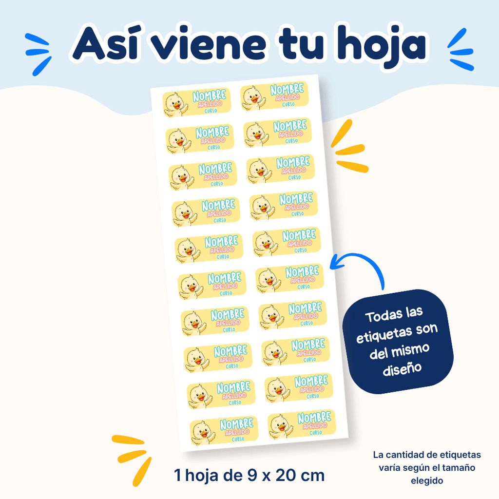 Pollito – Etiquetas Personalizadas con Nombre