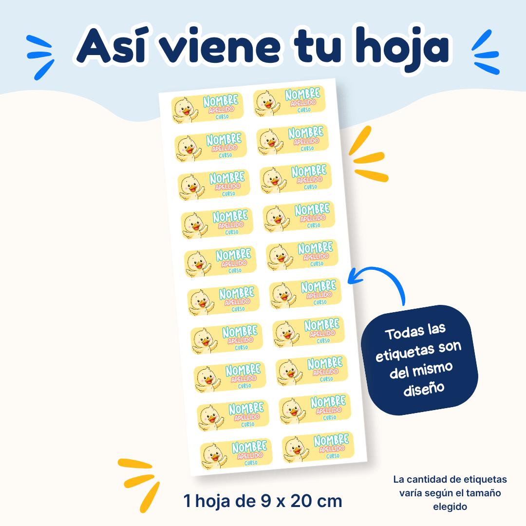 Pollito – Etiquetas Personalizadas con Nombre