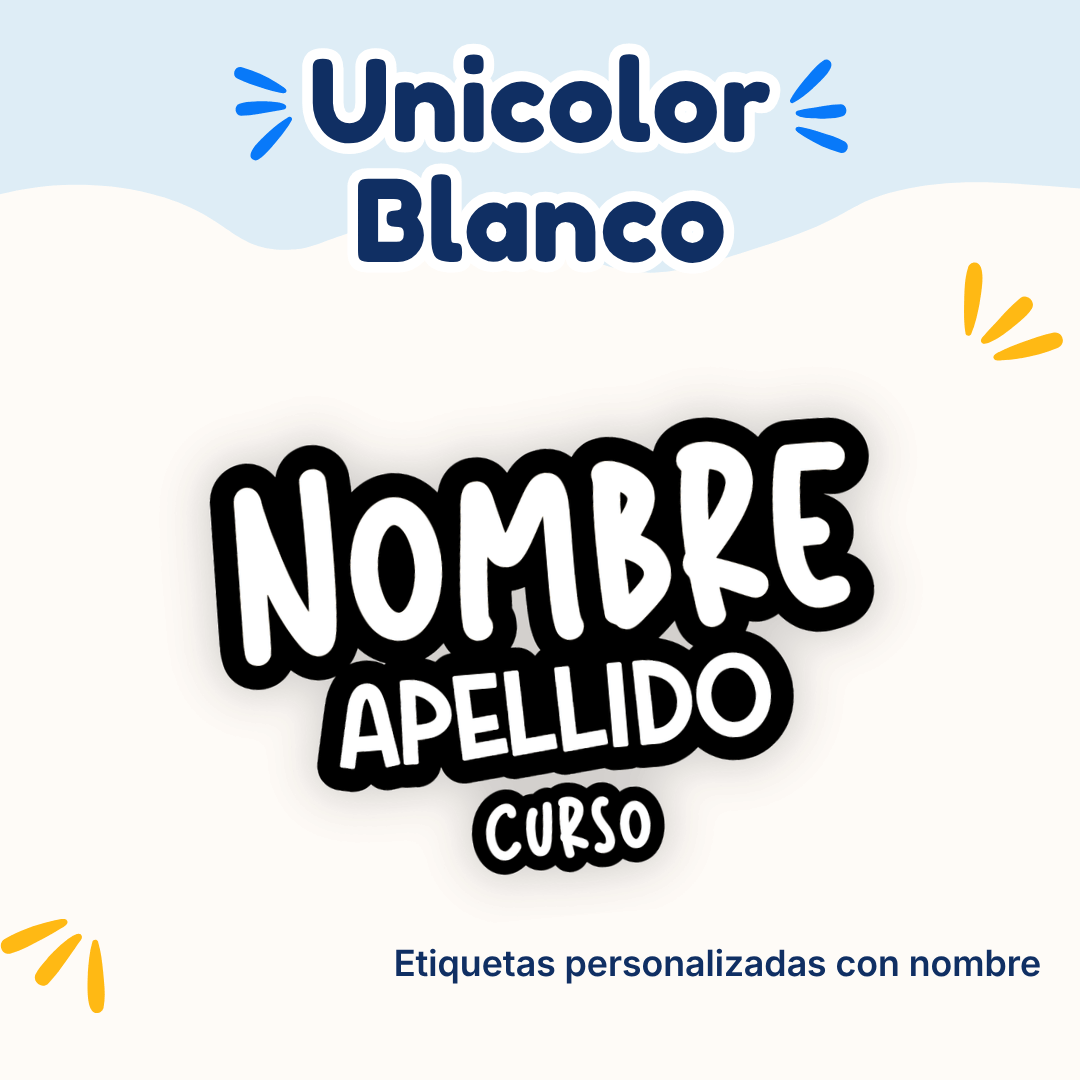 Unicolor Blanco – Etiquetas Personalizadas con Nombre
