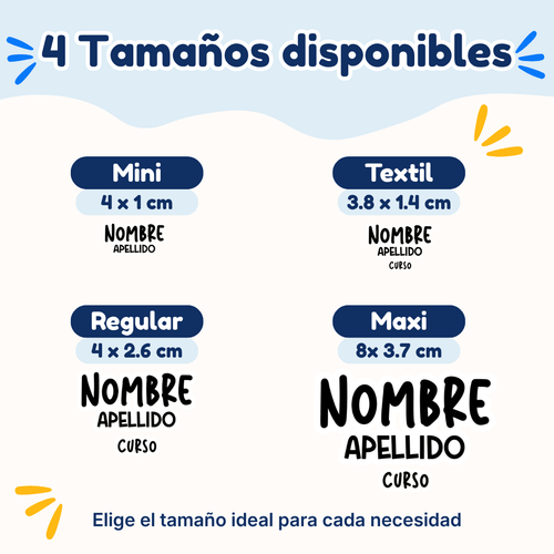 Unicolor Negro – Etiquetas Personalizadas con Nombre